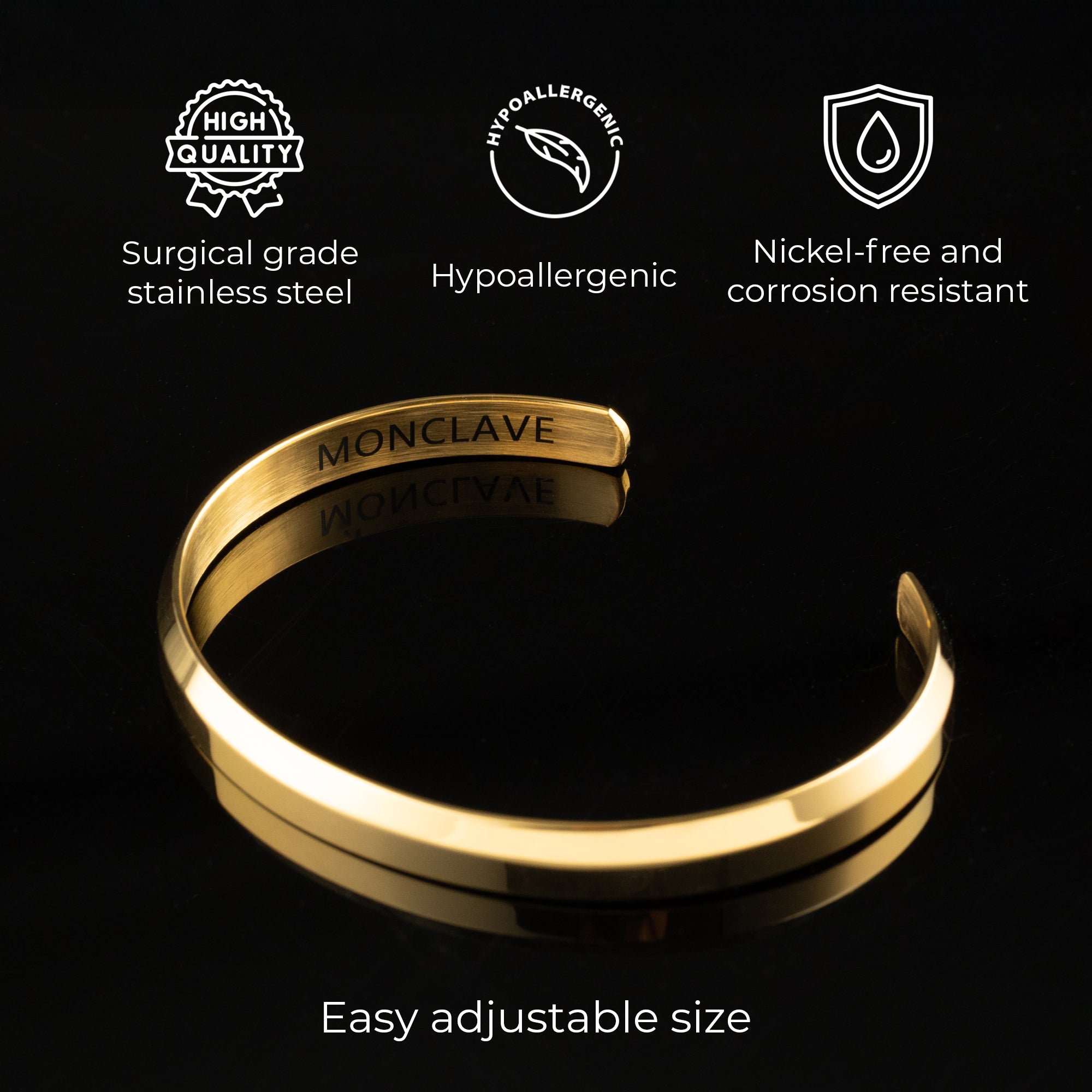 MONCLAVE™ Stainless Steel Cuff Bracelet (Gold)