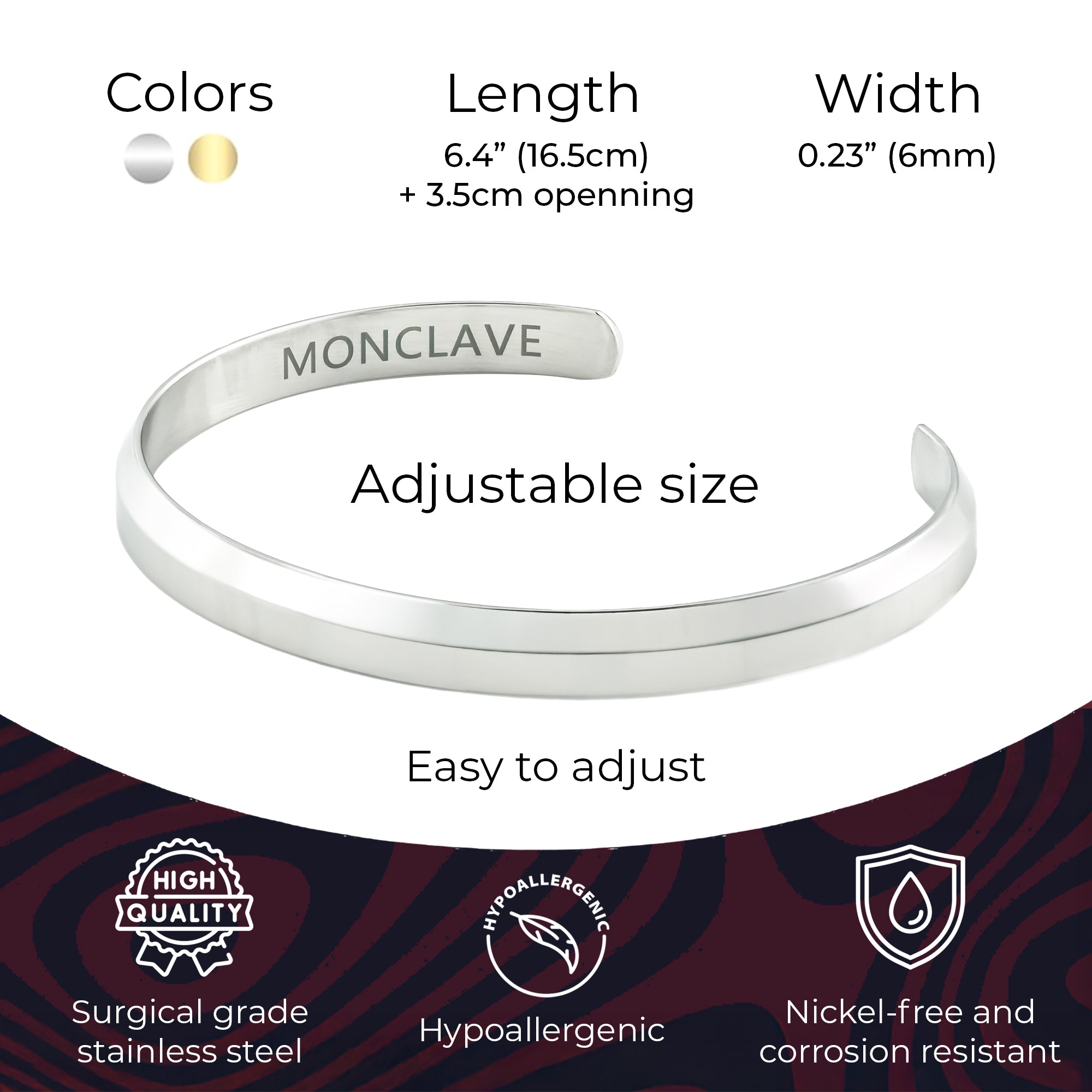 MONCLAVE™ Stainless Steel Cuff Bracelet (Gold)