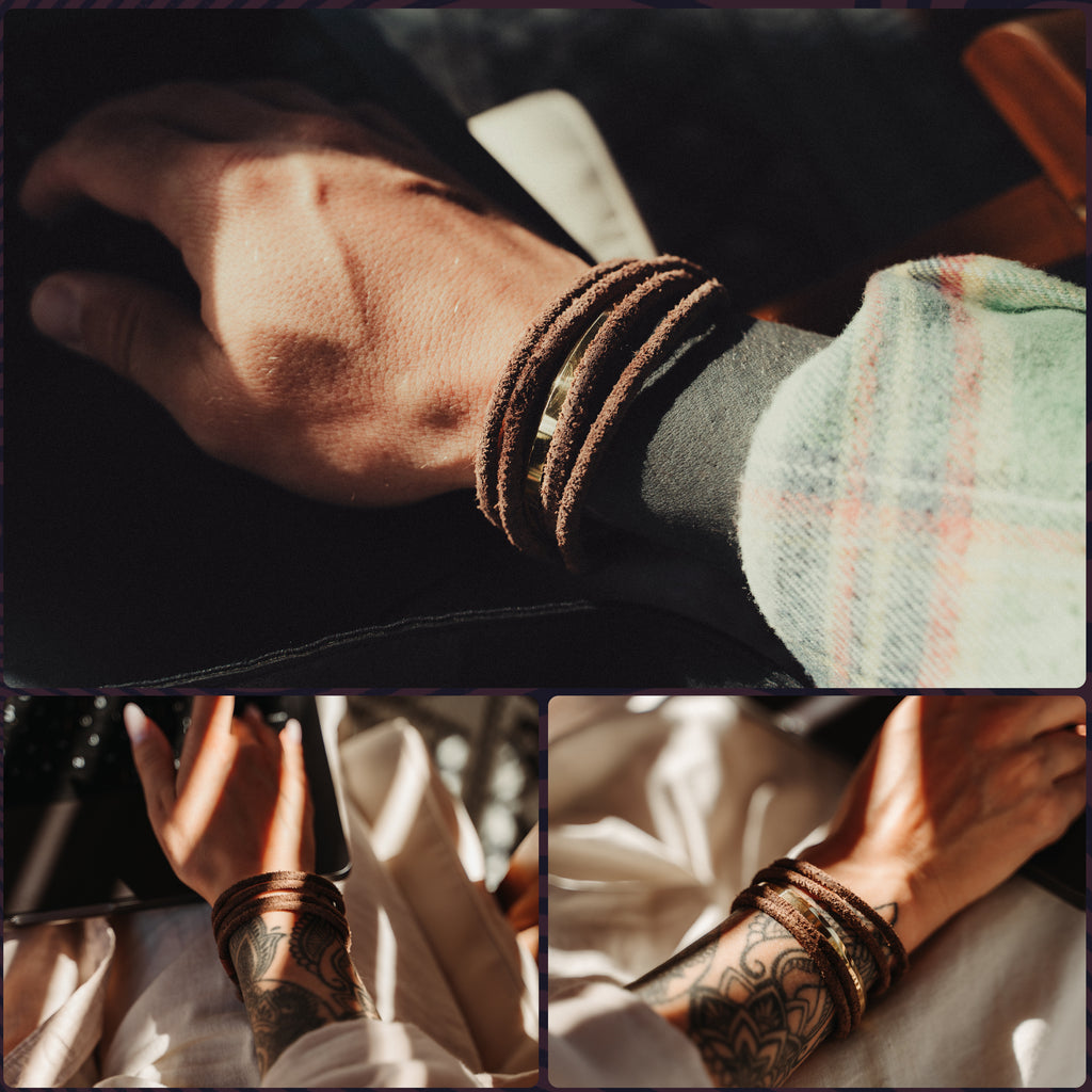 MONCLAVE™ Double Wrap Suede Leather Bracelet (Brown)