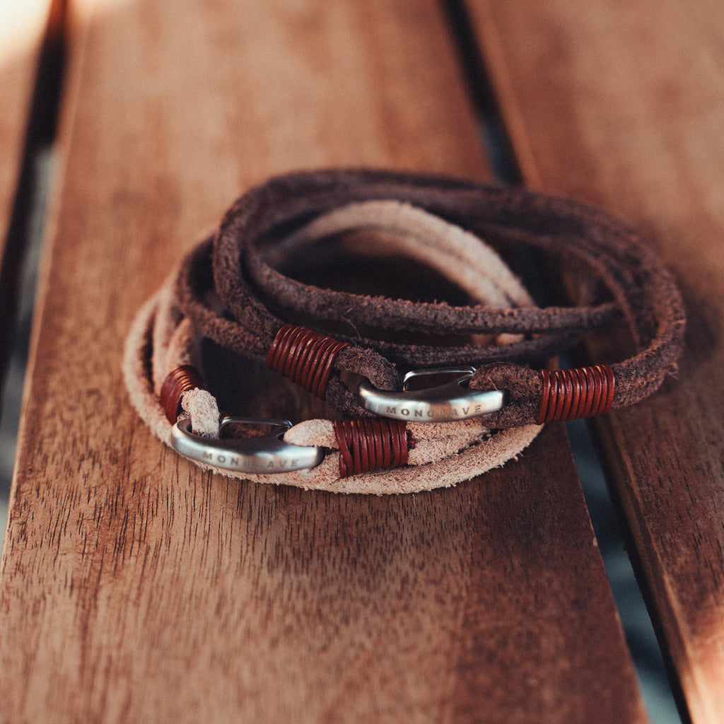 MONCLAVE™ Double Wrap Suede Leather Bracelet (Brown)